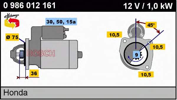 0986012161 Bosch motor de arranque