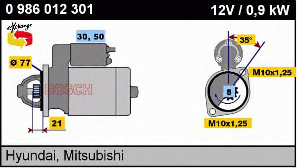 0986012301 Bosch motor de arranque