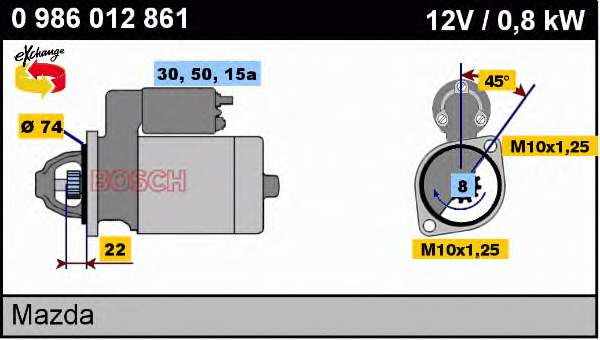 0986012861 Bosch motor de arranque