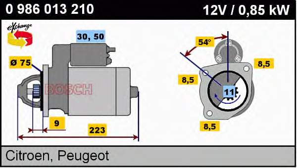 0986013210 Bosch motor de arranque