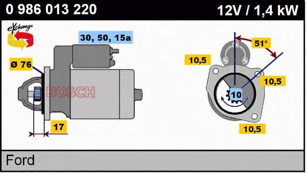 0986013220 Bosch motor de arranque