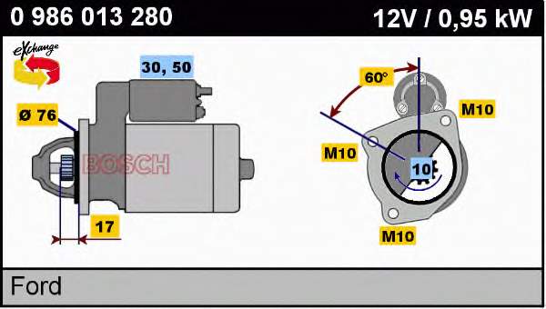 0986013280 Bosch motor de arranque