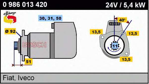 0986013420 Bosch motor de arranque