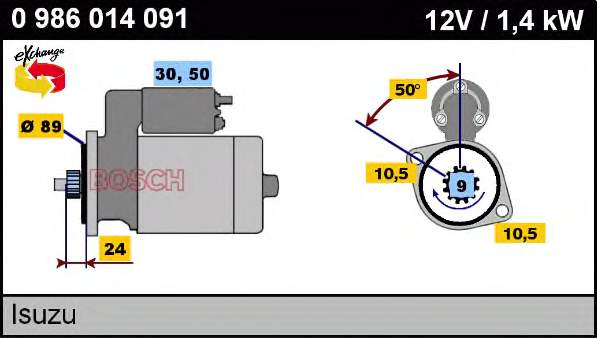 0986014091 Bosch motor de arranque