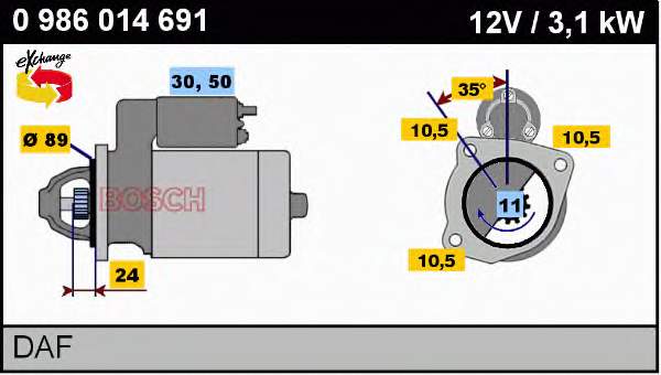 Motor de arranque 0986014691 Bosch