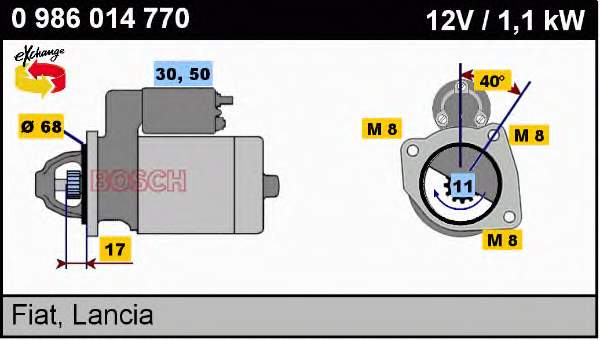 0986014770 Bosch motor de arranque