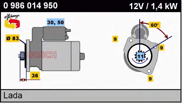 0986014950 Bosch motor de arranque