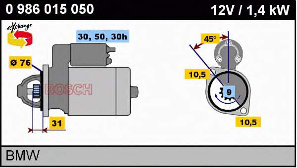 0986015050 Bosch motor de arranque