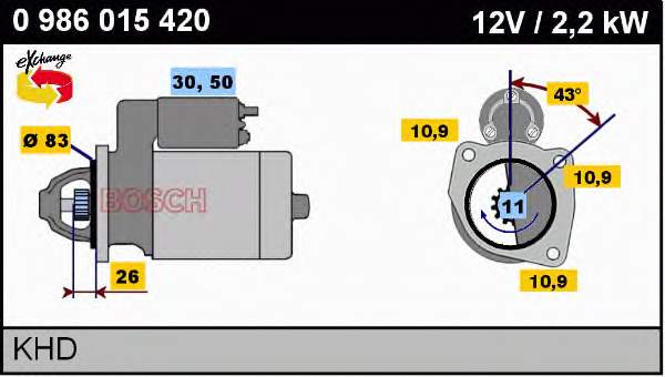 0986015420 Bosch motor de arranque