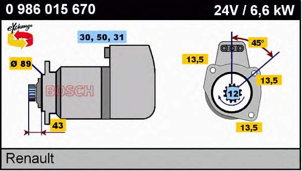 0986015670 Bosch motor de arranque