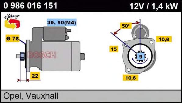 0986016151 Bosch motor de arranque