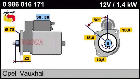 0986016171 Bosch motor de arranque