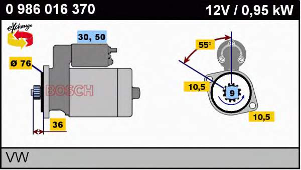 Motor de arranque 0986016370 Bosch