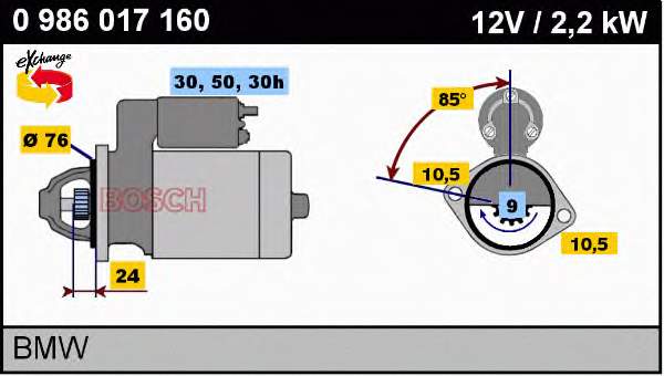 0986017160 Bosch motor de arranque