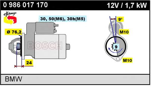 Motor de arranque 0986017170 Bosch