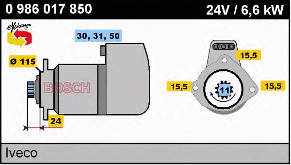 0986017850 Bosch motor de arranque