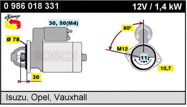 0986018331 Bosch motor de arranque