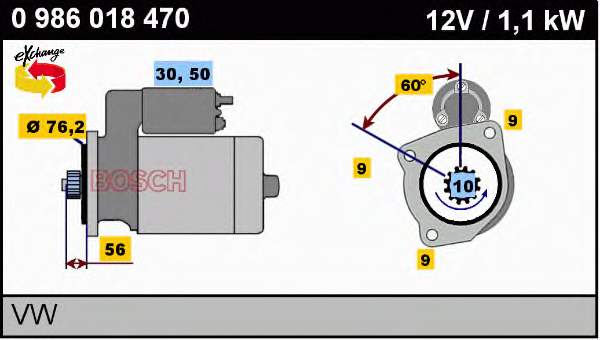 0986018470 Bosch motor de arranque