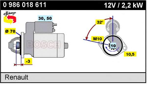 0986018611 Bosch motor de arranque