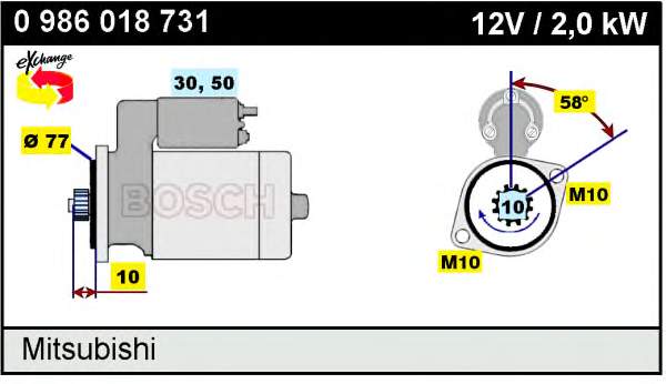 0986018731 Bosch motor de arranque