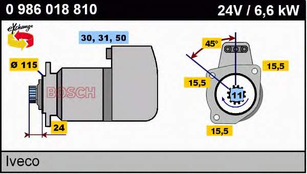 0986018810 Bosch motor de arranque