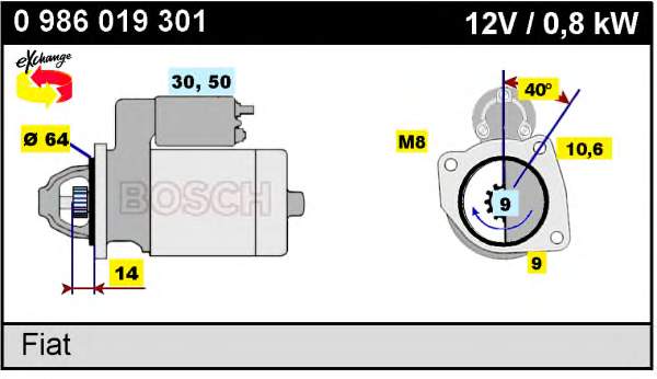 0 986 019 301 Bosch motor de arranque