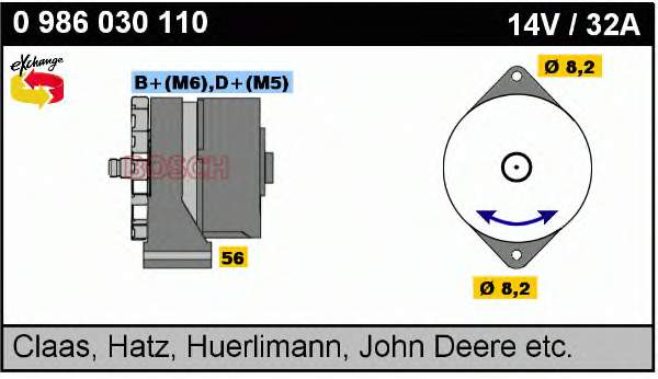 0986030110 Bosch alternador