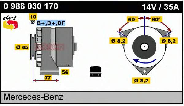 Alternador 0986030170 Bosch