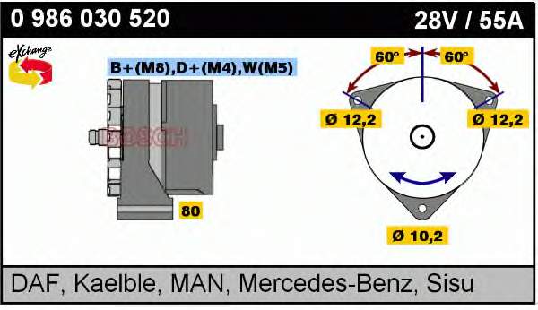 0986030520 Bosch alternador