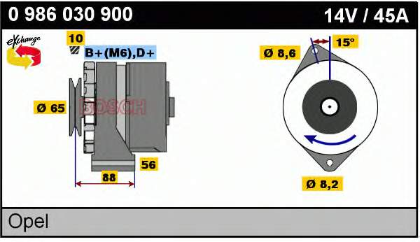 Alternador 0986030900 Bosch