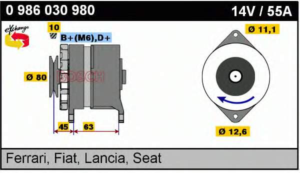 0986030980 Bosch alternador