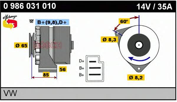 Alternador 0986031010 Bosch