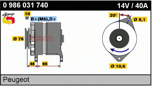 0986031740 Bosch alternador