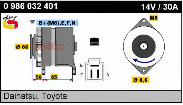 0986032401 Bosch alternador