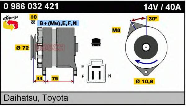 0986032421 Bosch alternador