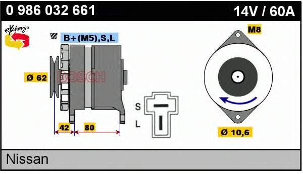 Alternador 0986032661 Bosch