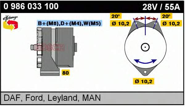 0986033100 Bosch alternador