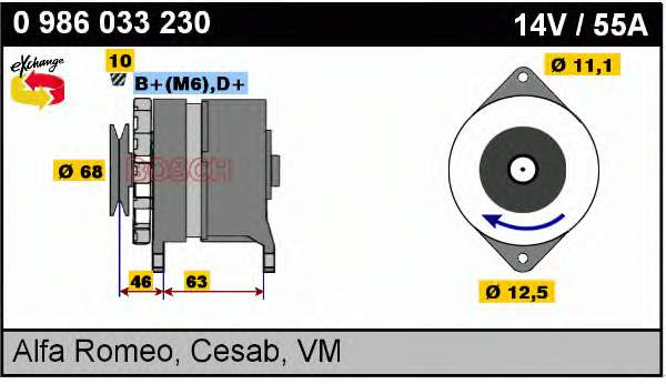 0986033230 Bosch alternador