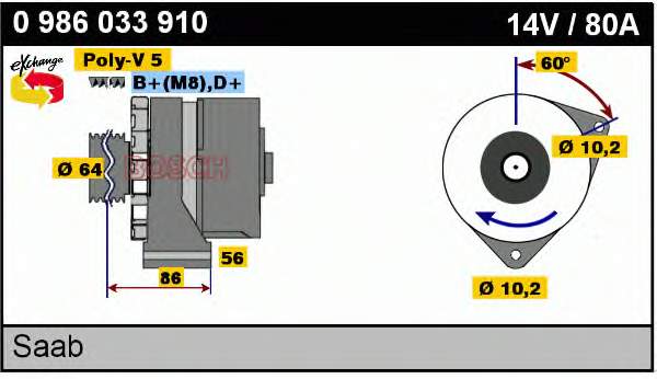 0986033910 Bosch alternador