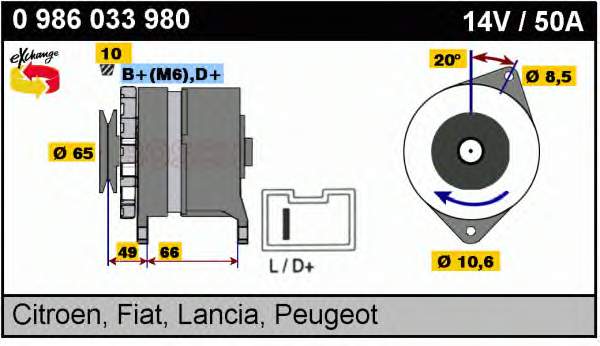 0986033980 Bosch alternador