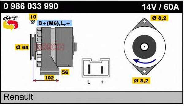 0986033998 Bosch alternador