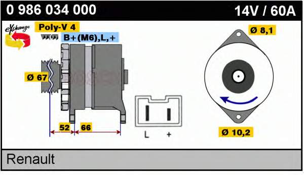 0986034000 Bosch alternador