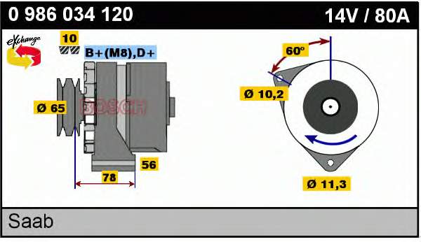 0 986 034 120 Bosch alternador