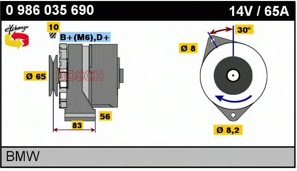 Alternador 0986035690 Bosch