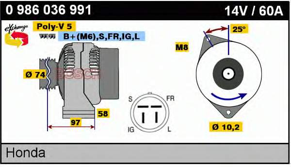 0986036991 Bosch alternador