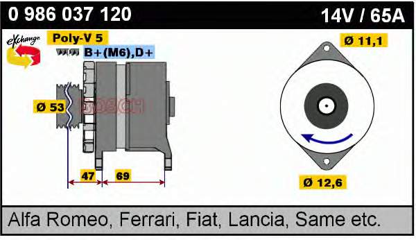 Alternador 0986037120 Bosch