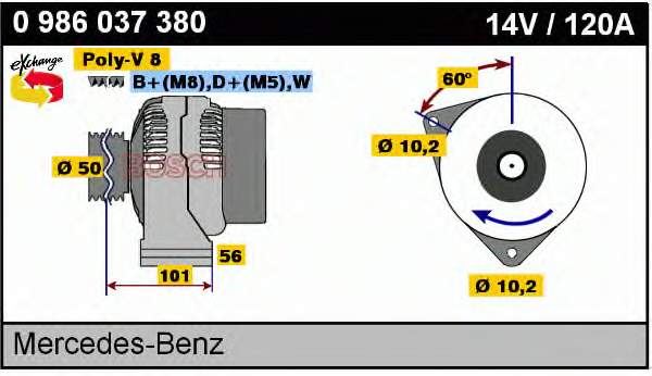 0986037380 Bosch alternador