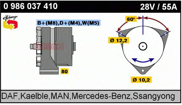 0 986 037 410 Bosch alternador