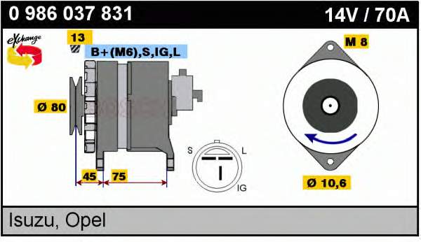 0986037831 Bosch alternador