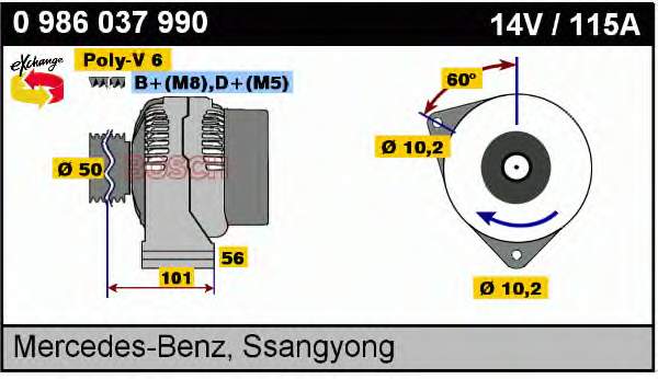 0986037990 Bosch alternador